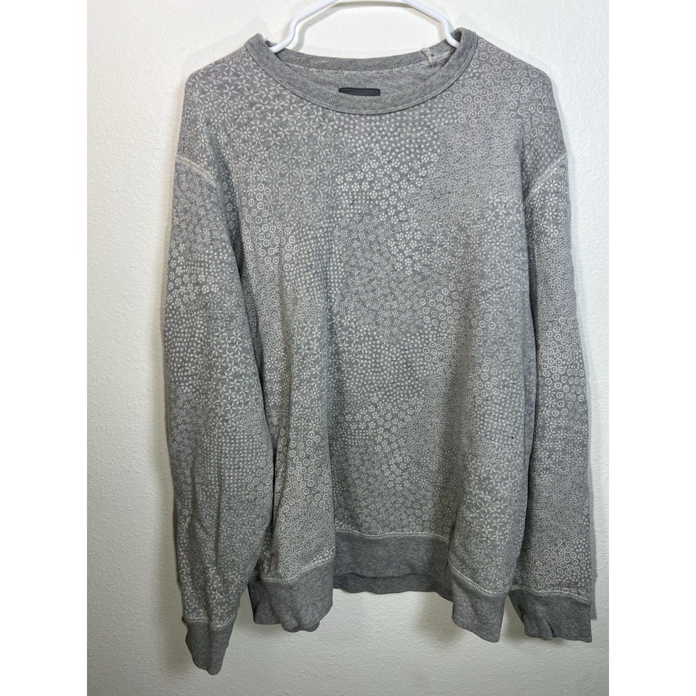 Bonobos Women's 100% Cotton Crewneck Sweatshirt XL Gray Ditsy Floral Peru